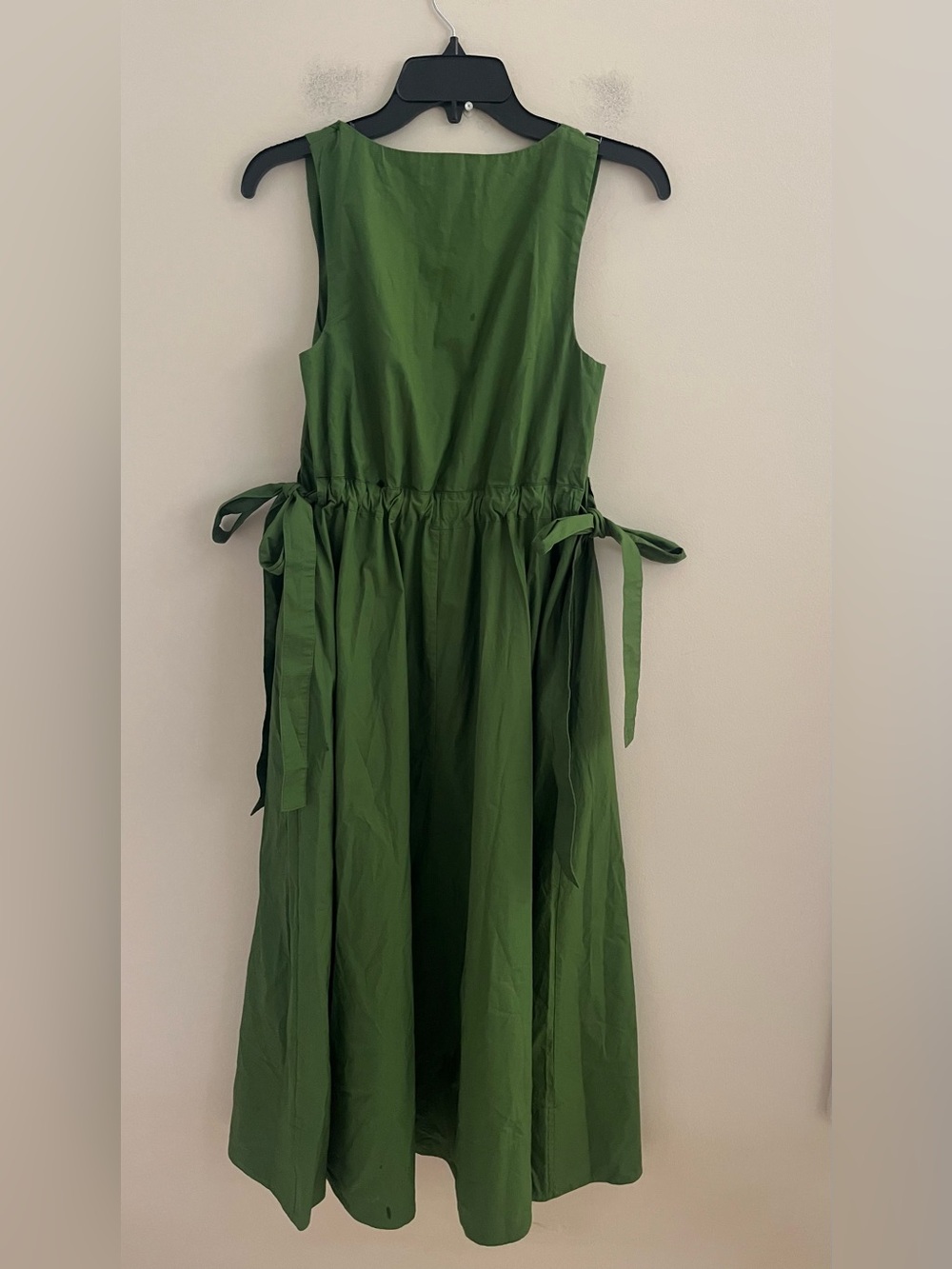NWOT-Banana Republic Green Twisted Shoulder Poplin Maxi Dress, Extra Small Petit - Picture 5 of 10